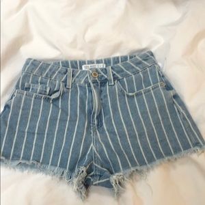 Zara Striped denim shorts